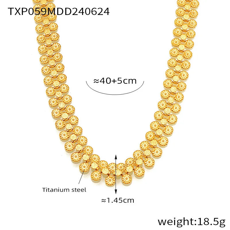 Bohemia Style Multi Flower Stainless Steel Necklace Bracelet For Women