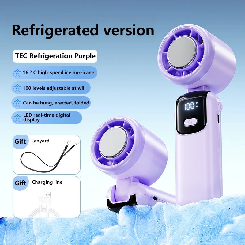 Ice Compress Handheld Fan Portable Outdoor Usb Digital Display Folding Fan