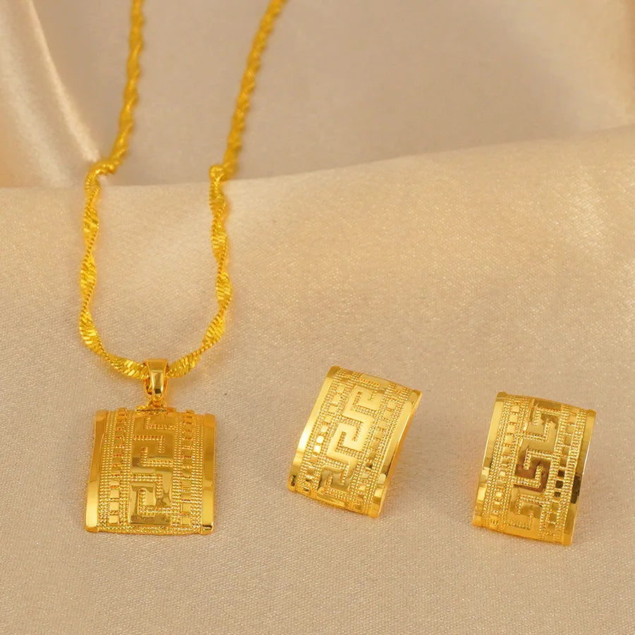 Ethiopian Jewelry Set Gold Eritrean Ethnic Style