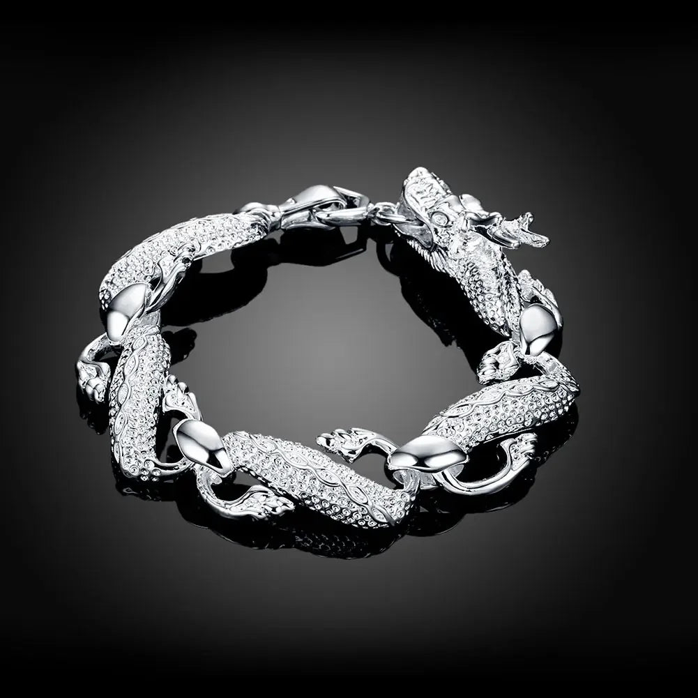 Fine Noble 925 Sterling Silver Solid Chain Bracelet For Women Men
