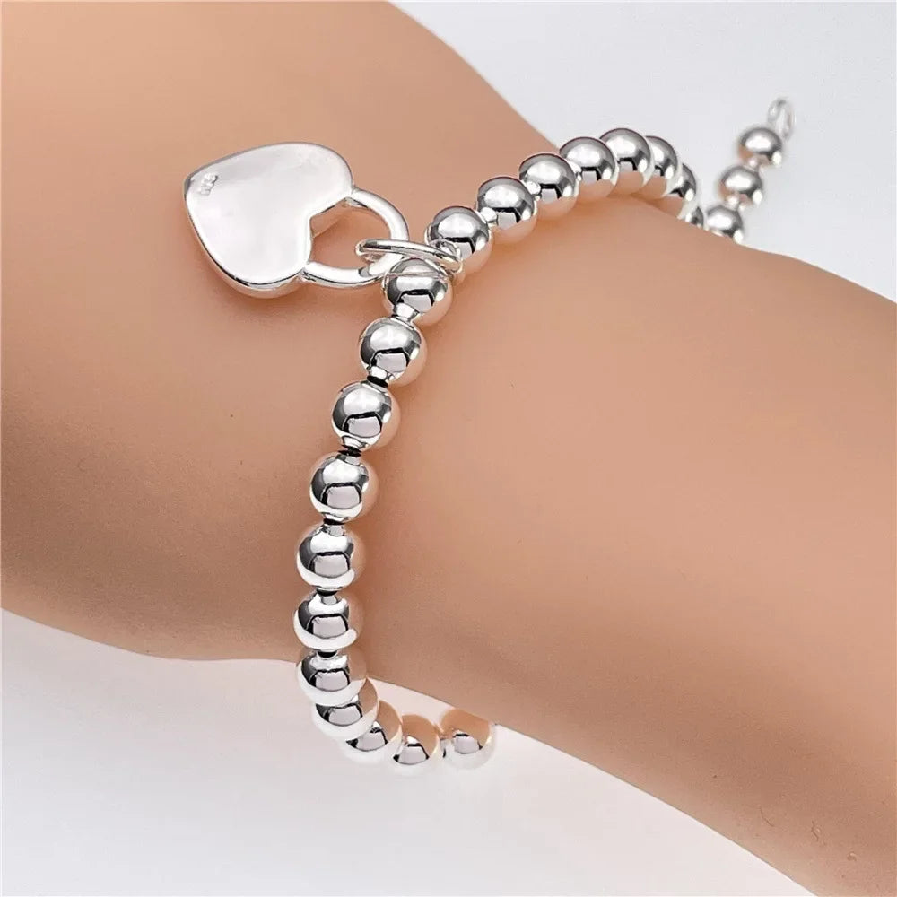 Fine Noble 925 Sterling Silver Solid Chain Bracelet For Women Men