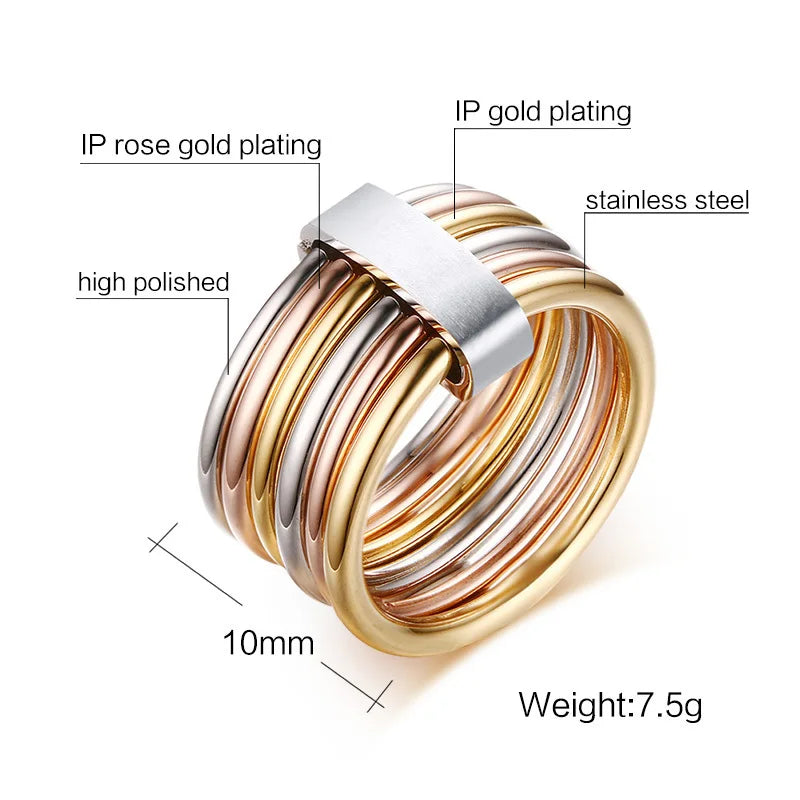 Chic 6Pcs Interlocked Stacking Rings for Women