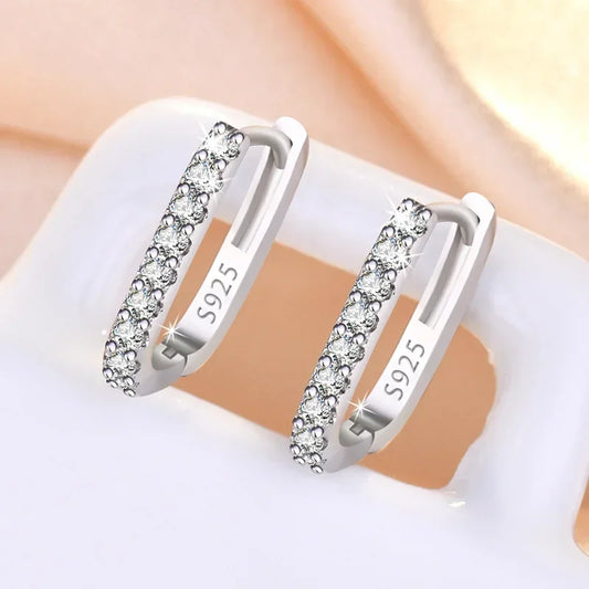 925 Sterling Silver Zircon Hoop Earrings for Women | Sparkling Crystal Circle Earrings