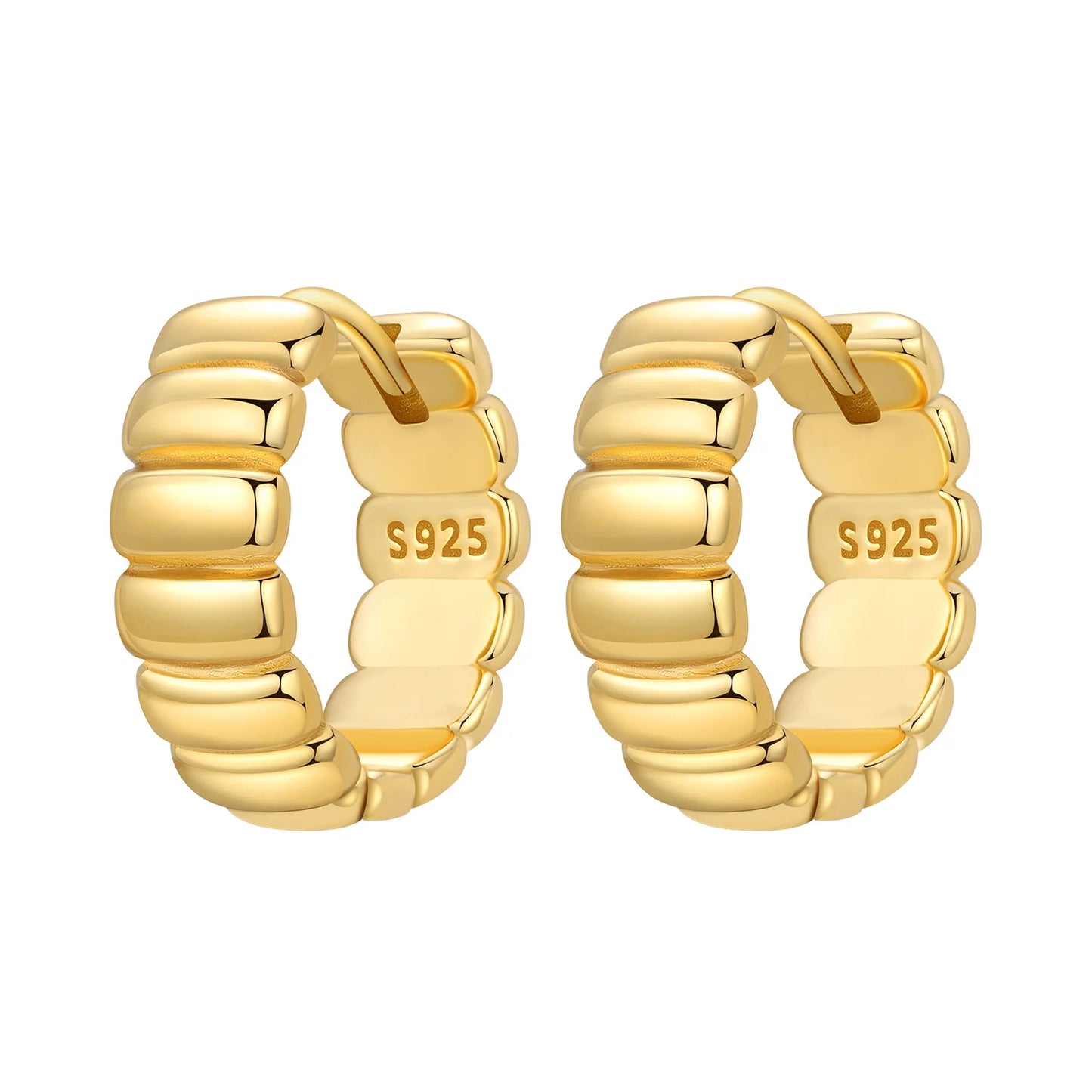 S925 Sterling Silver 18K Gold Square Hoop Earrings