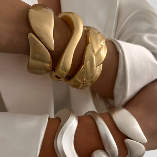 Vintage Matte Irregular Heavy Metal Chunky Wide Cuff Bangles Buy ONe Get Two Free🔥