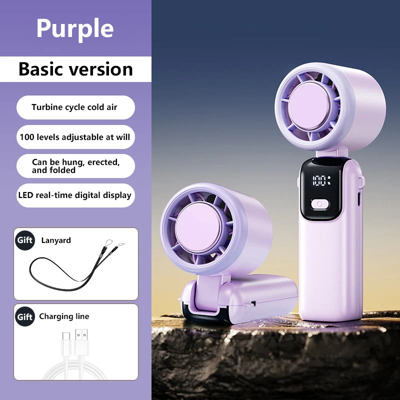 Ice Compress Handheld Fan Portable Outdoor Usb Digital Display Folding Fan