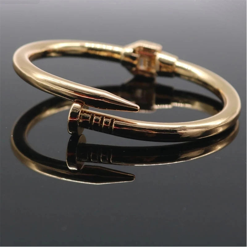 4 Color Classic Brand Nail Open Bracelets Female Temperament Simple Trendy Bracelet Stainles Steel Screw Bracelet For Women Gift