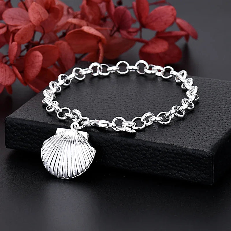 Fine Noble 925 Sterling Silver Solid Chain Bracelet For Women Men
