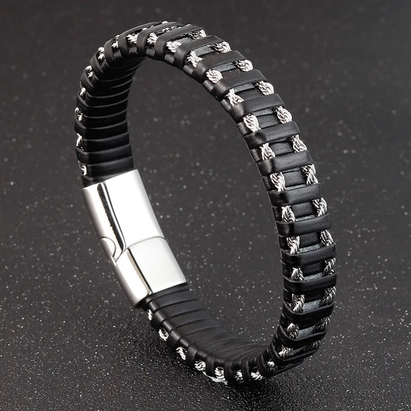 Braided Rope Woven Black Leather Men Bracelets -BuyOne Get One Free🔥