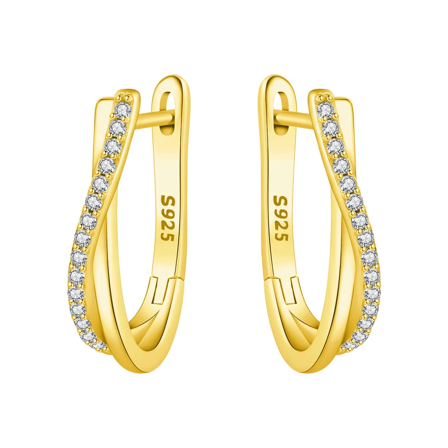 S925 Sterling Silver 18K Gold Square Hoop Earrings