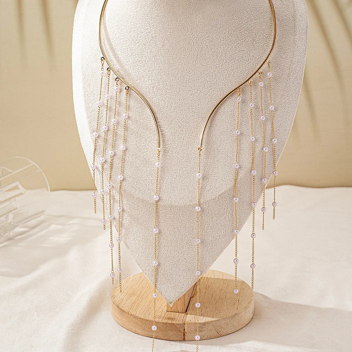 Imitation Pearl Tassel Necklace for Women