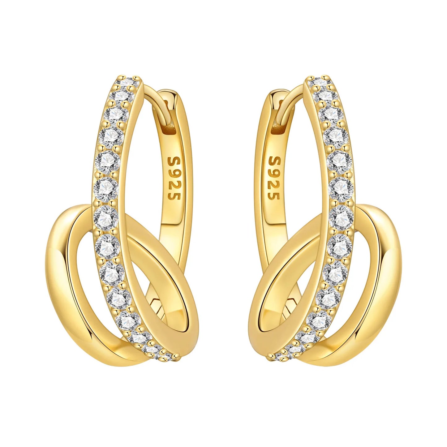 925 Sterling Silver Double Loop Drop Earrings for Women | Minimalist Dangle Earrings