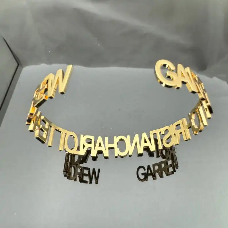 Stainless Steel Personalized letter Cuff Bangles Bracelets for Woman 🔥 Buy One Get One Free
