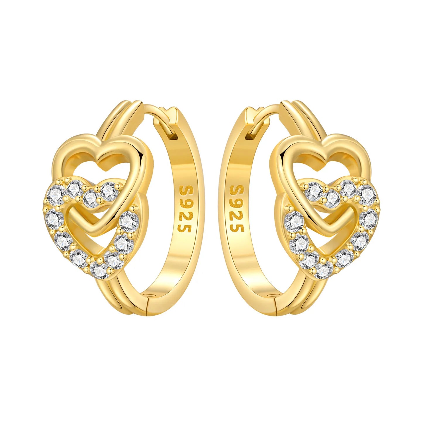 S925 Sterling Silver 18K Gold Square Hoop Earrings