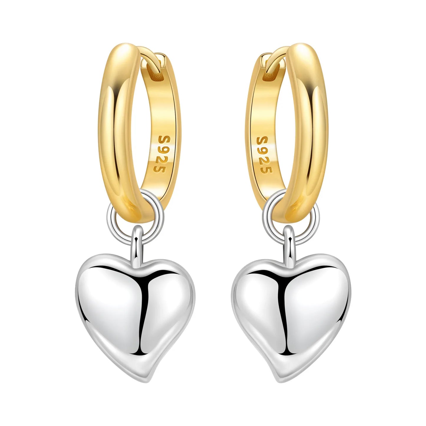 S925 Sterling Silver 18K Gold Square Hoop Earrings