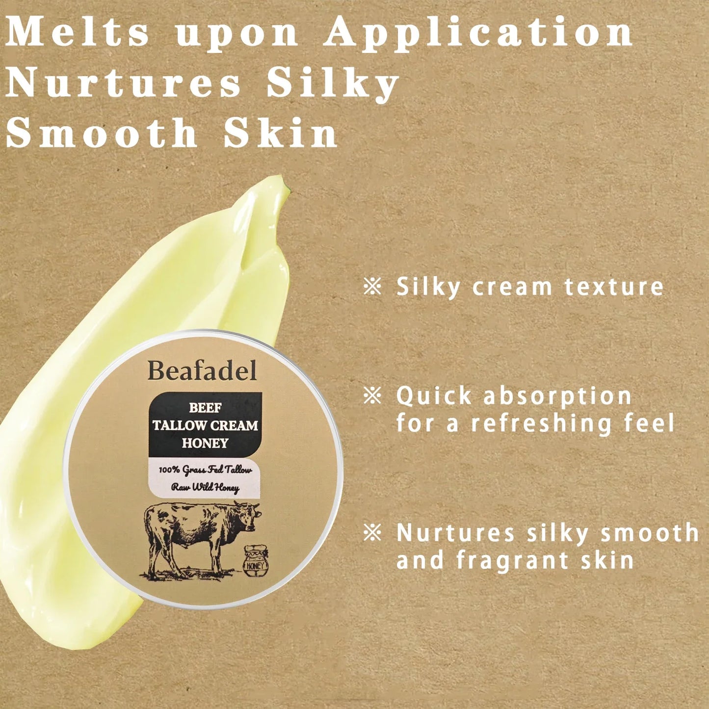 Beef Tallow Face Moisturizer Whipped Beef Tallow & Honey Balm Face & Body Skin Care