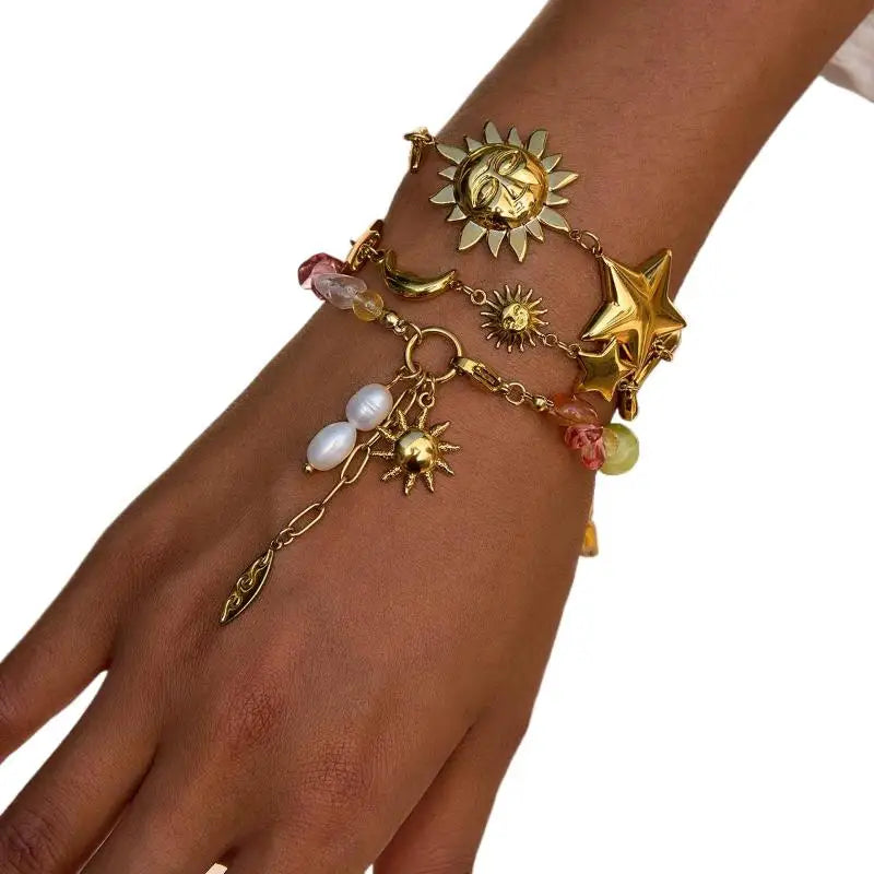 Elegant Star Moon Casual Bracelet with Sun Pendant - BOGO 🔥