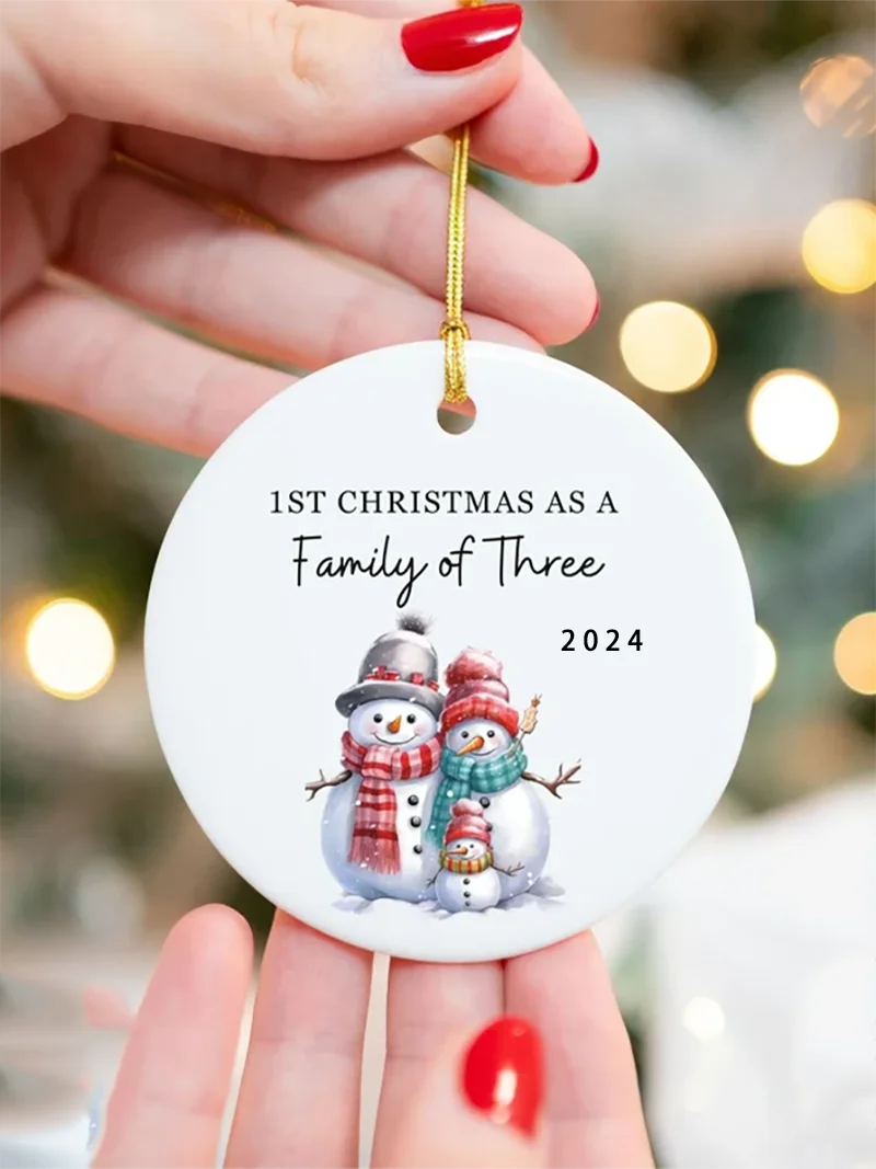 Family of Three Ornament Christmas Ornament -Free Shipping