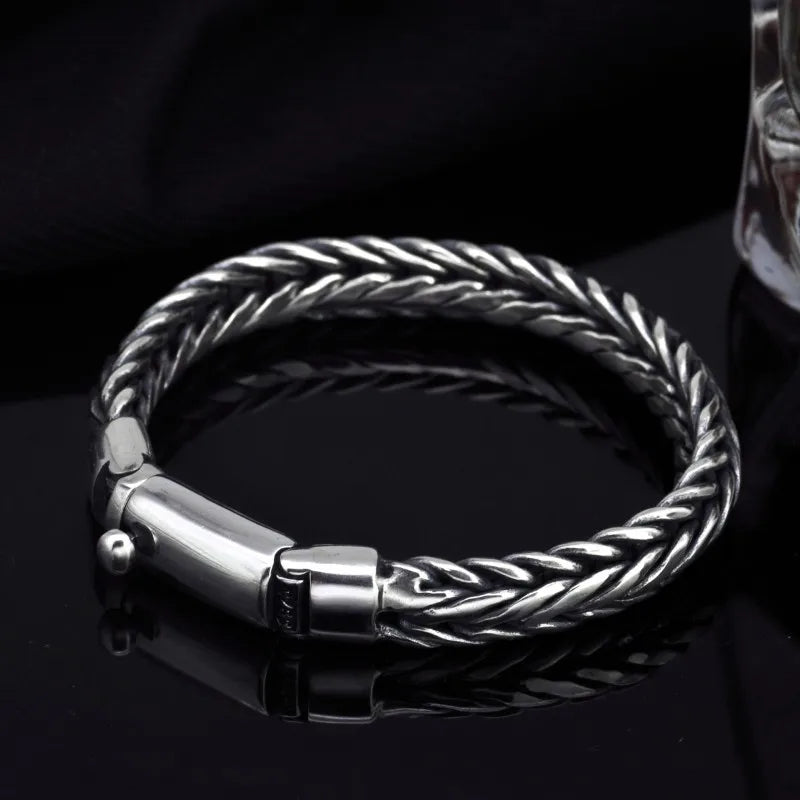 925 Sterling Silver Charm Bracelets For Men, BOCAI Chain Link Bracelet