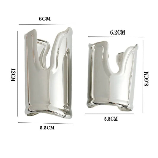 Exaggerated Irregular Wide Edge Bracelet Women's Silver Long Arm Bracelet