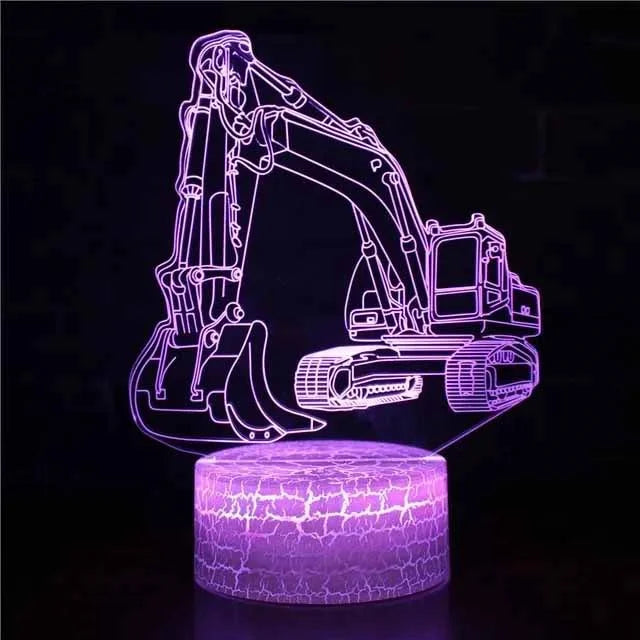 Car,Truck,Tractor,Excavator 3D Night Light LED Touch