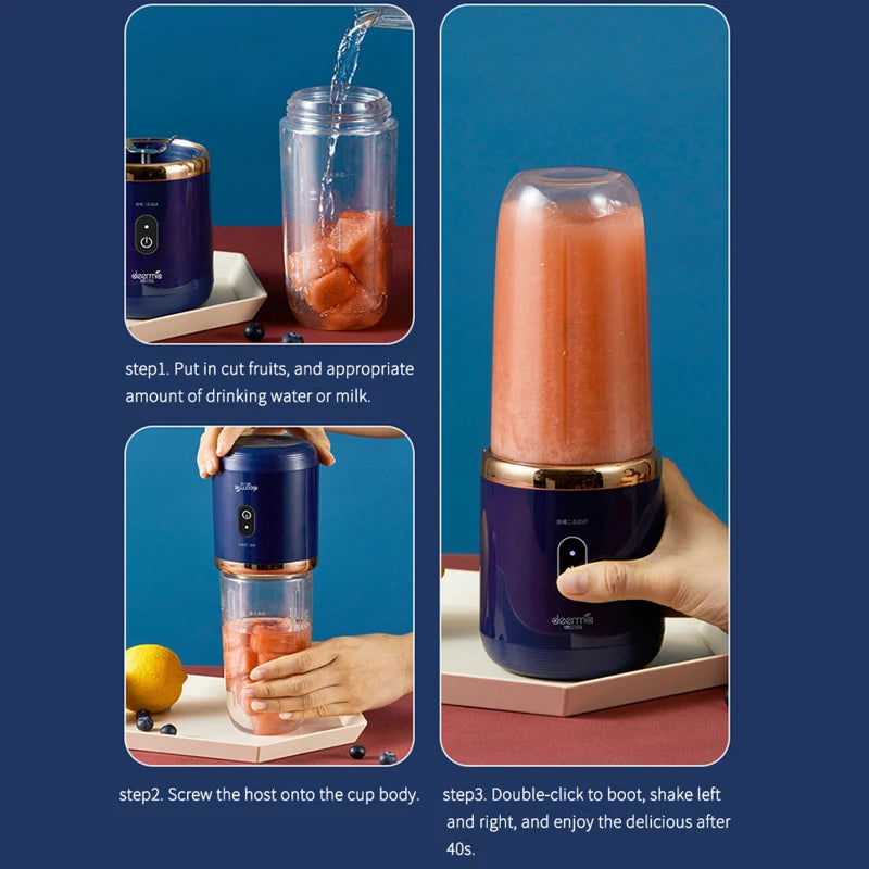 Portable Juicer Blender 400ml Electric Fruit Juicer USB Charging