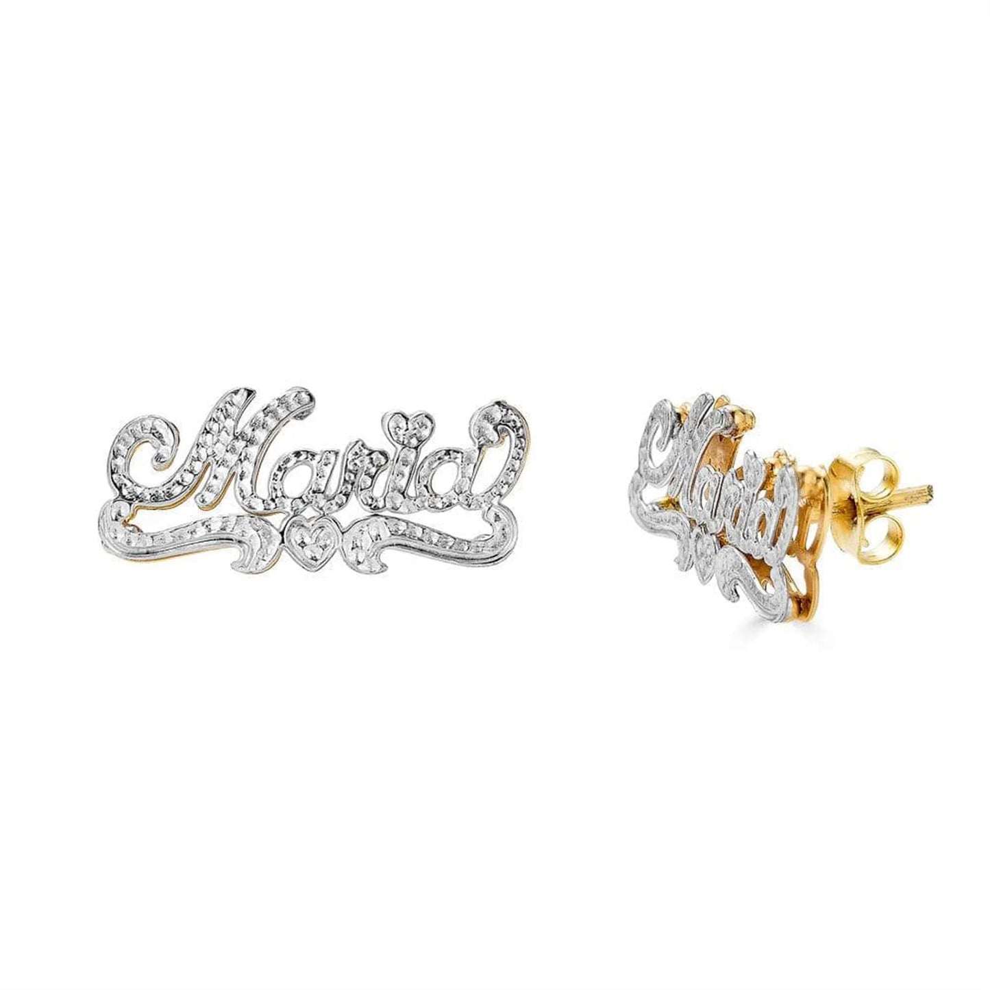 18K Gold Double-Plated Custom Script Name Earrings