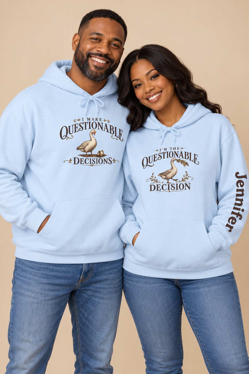 Copy of Personalized “Questionable Decisions” Hoodie With Custom Sleeve Name