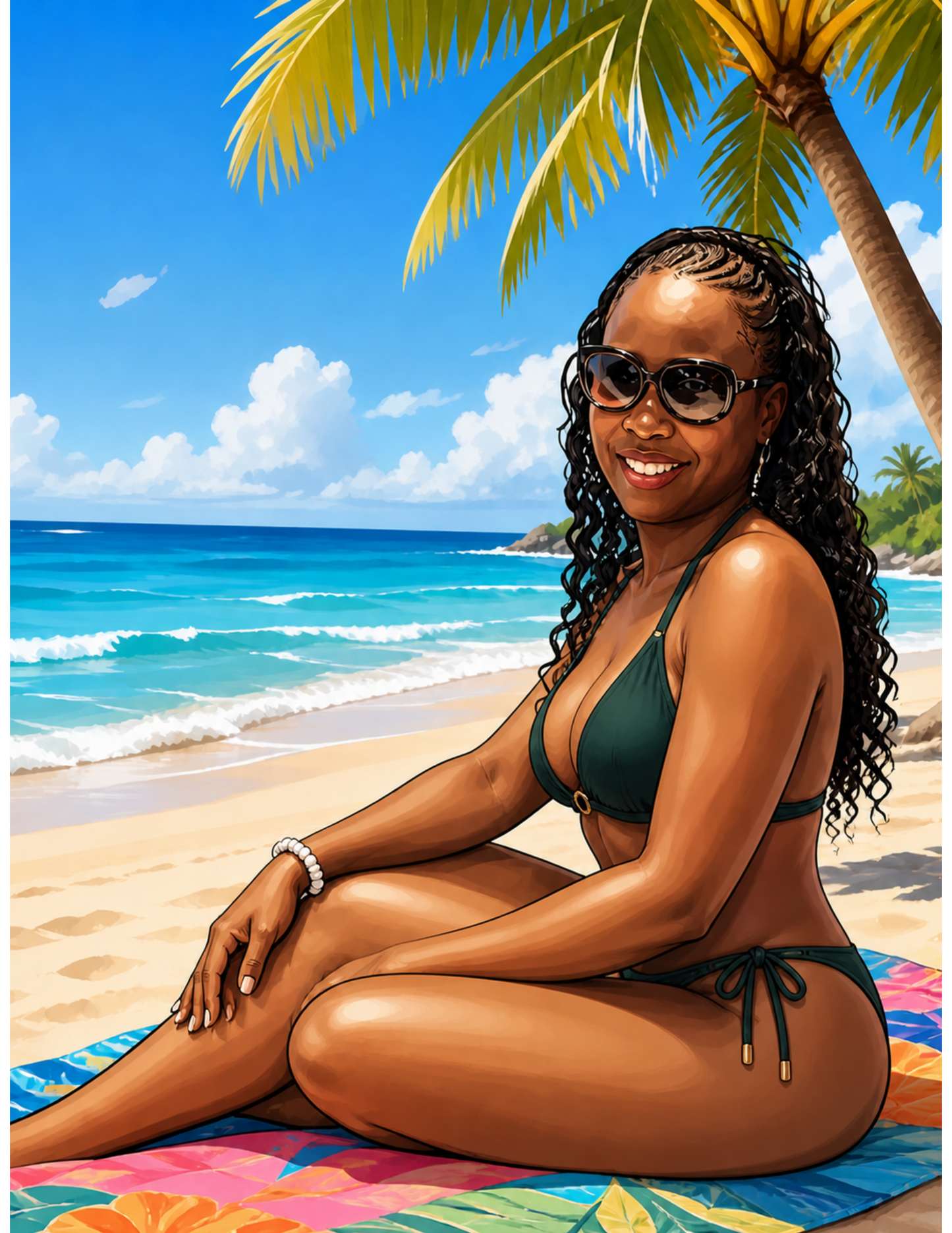 Your "LIKENESS and name "Tropical Beach Towel — Sunny Palm Paradise Design