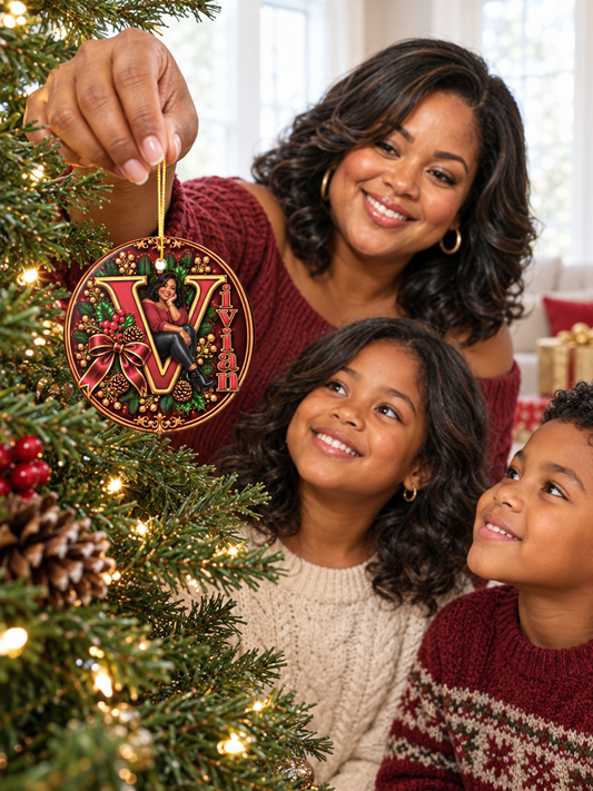 Personalized Christmas Ornament with Your Name & Animated Likeness – A-Z Custom Family Keepsake