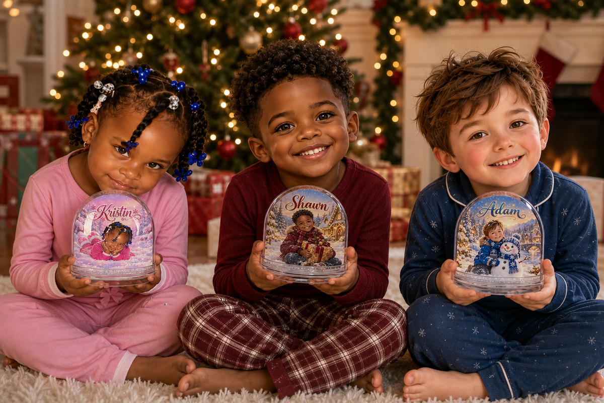 Personalized Child's Likeness and name Snow Globe