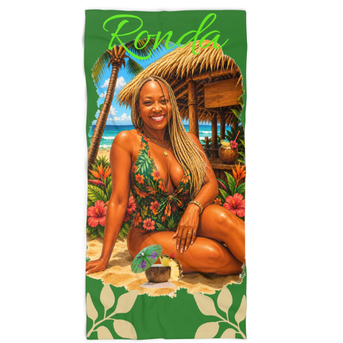 Tropical Beach Towel — ‘Ronda’ Bikini Pin-Up Summer Towel