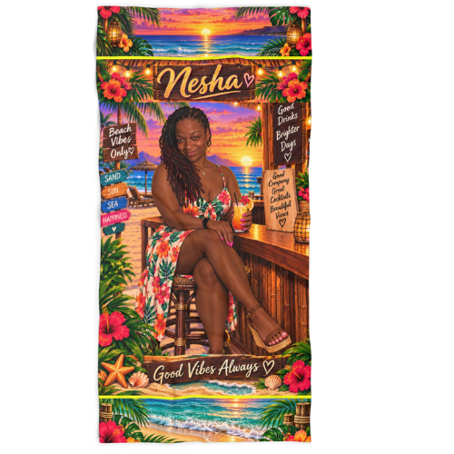 Personalized Beach Towel with Photo & Name | Custom Towel