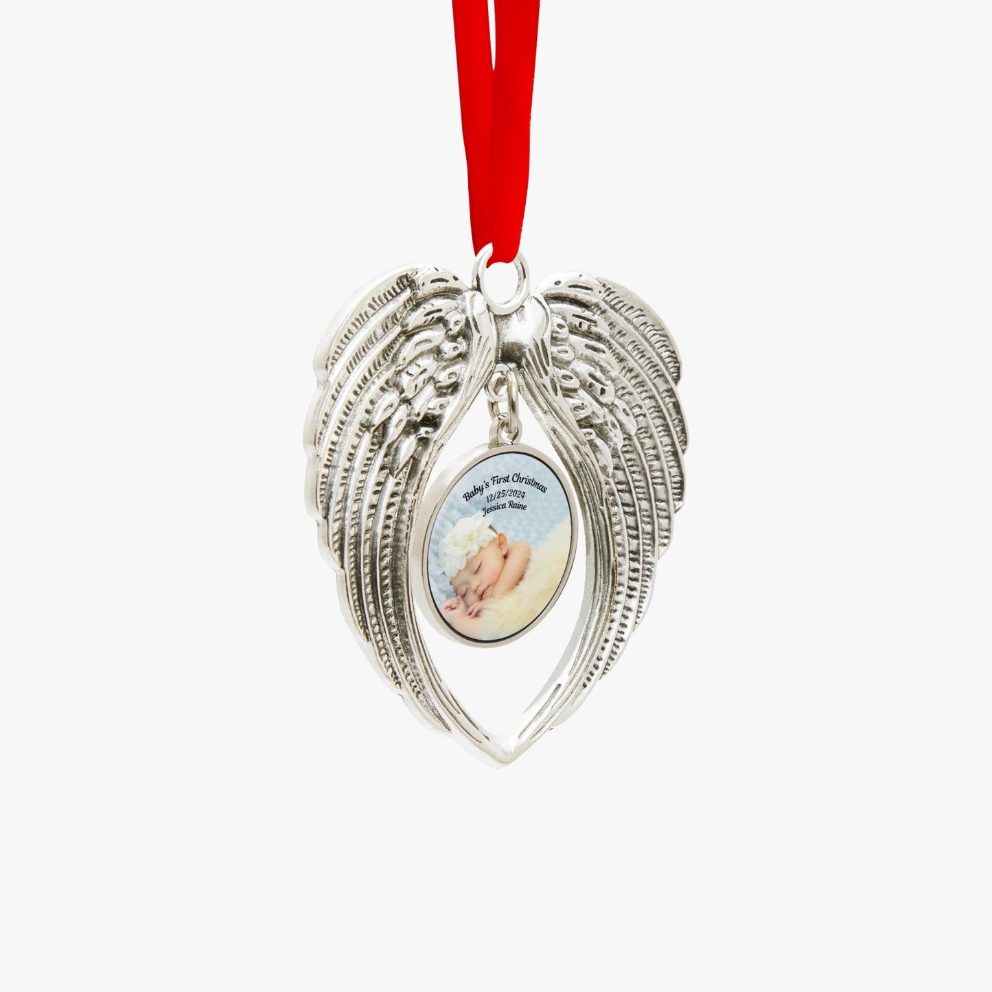 Heart Wings Ornaments, Personalized Baby Photo Christmas Ornament