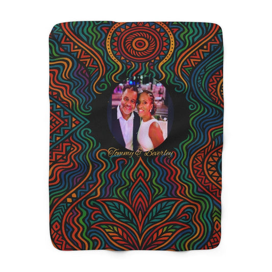 African Print Sherpa Fleece Blanket - Personalized - BeeBeeBuys
