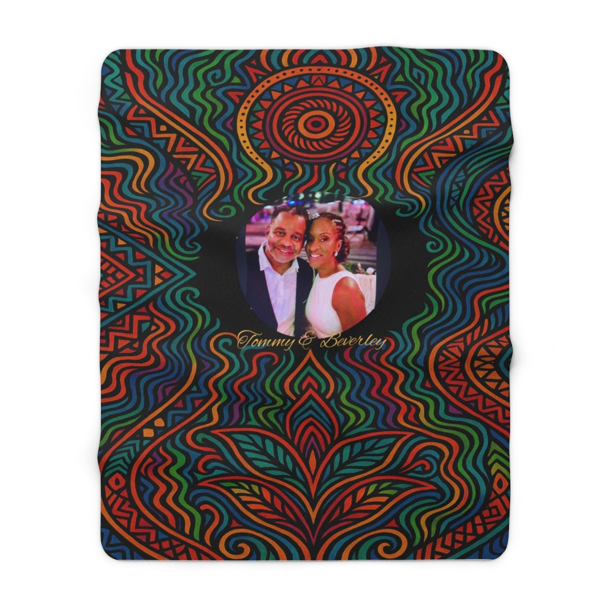 African Print Sherpa Fleece Blanket - Personalized - BeeBeeBuys