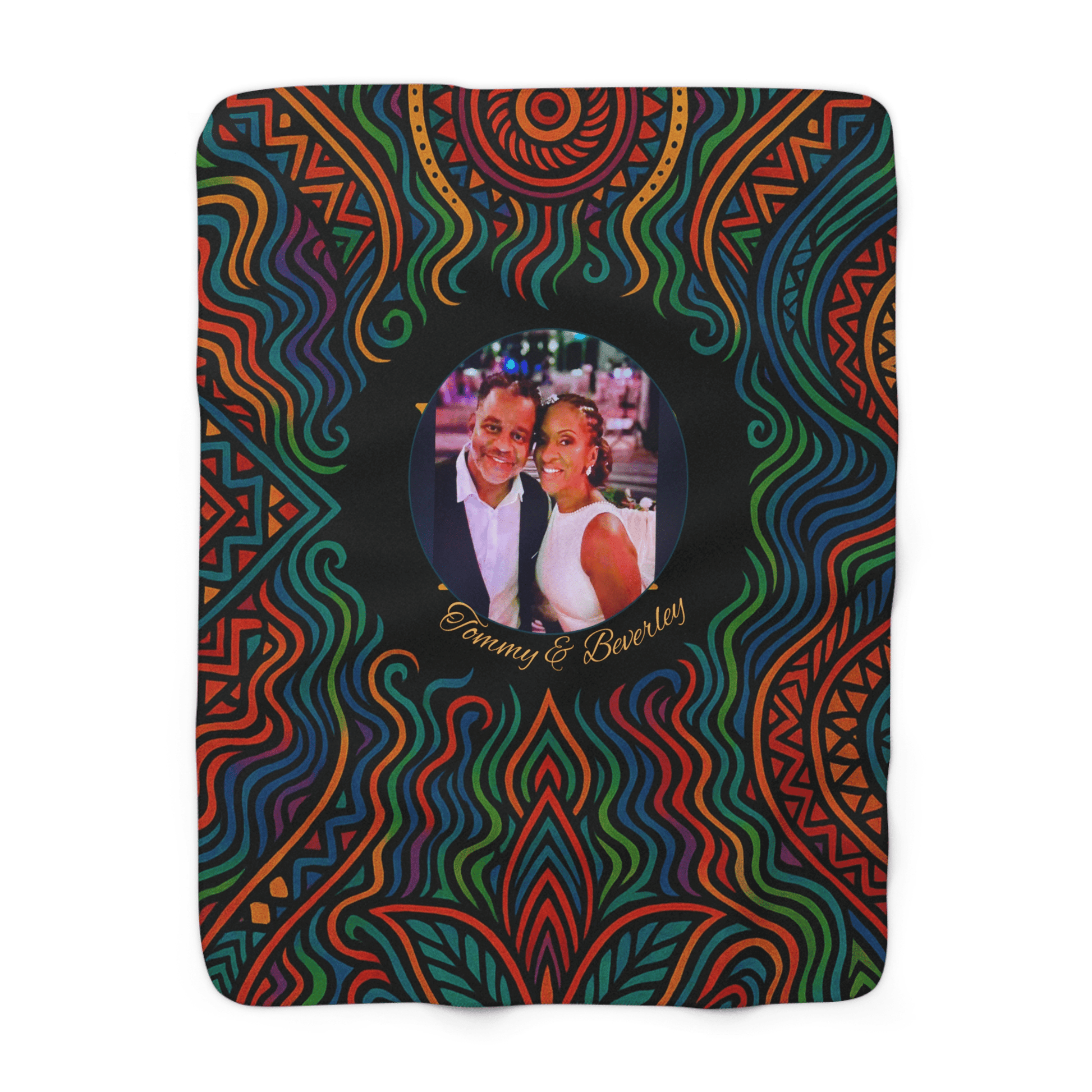 African Print Sherpa Fleece Blanket - Personalized - BeeBeeBuys