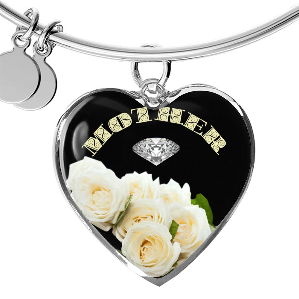 MOM - WHITE ROSE - ADD YOUR OWN SENTIMENTAL WORDS TO THIS HEART-ENGRAVEABLE