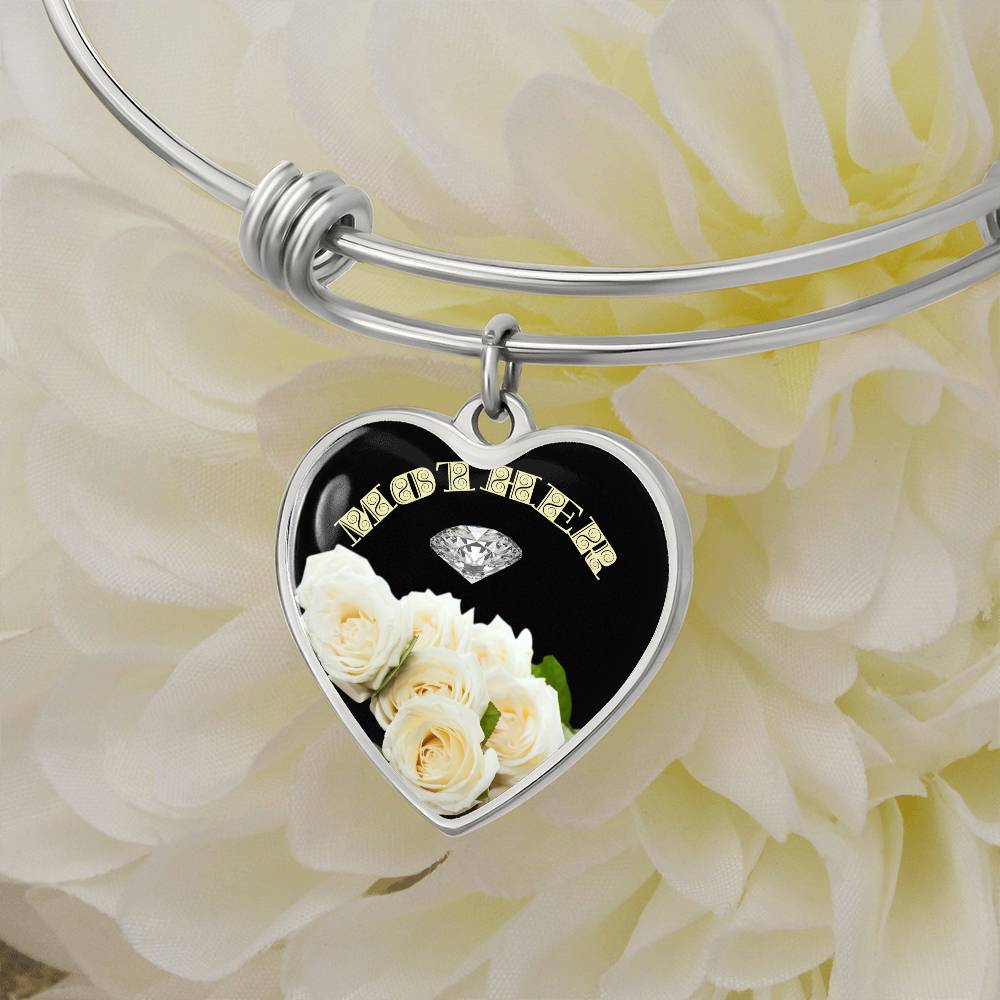 MOM - WHITE ROSE - ADD YOUR OWN SENTIMENTAL WORDS TO THIS HEART-ENGRAVEABLE