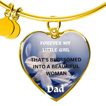 Forever My Little Girl Heart Bangle Bracelet, Daddy Daughter Gift