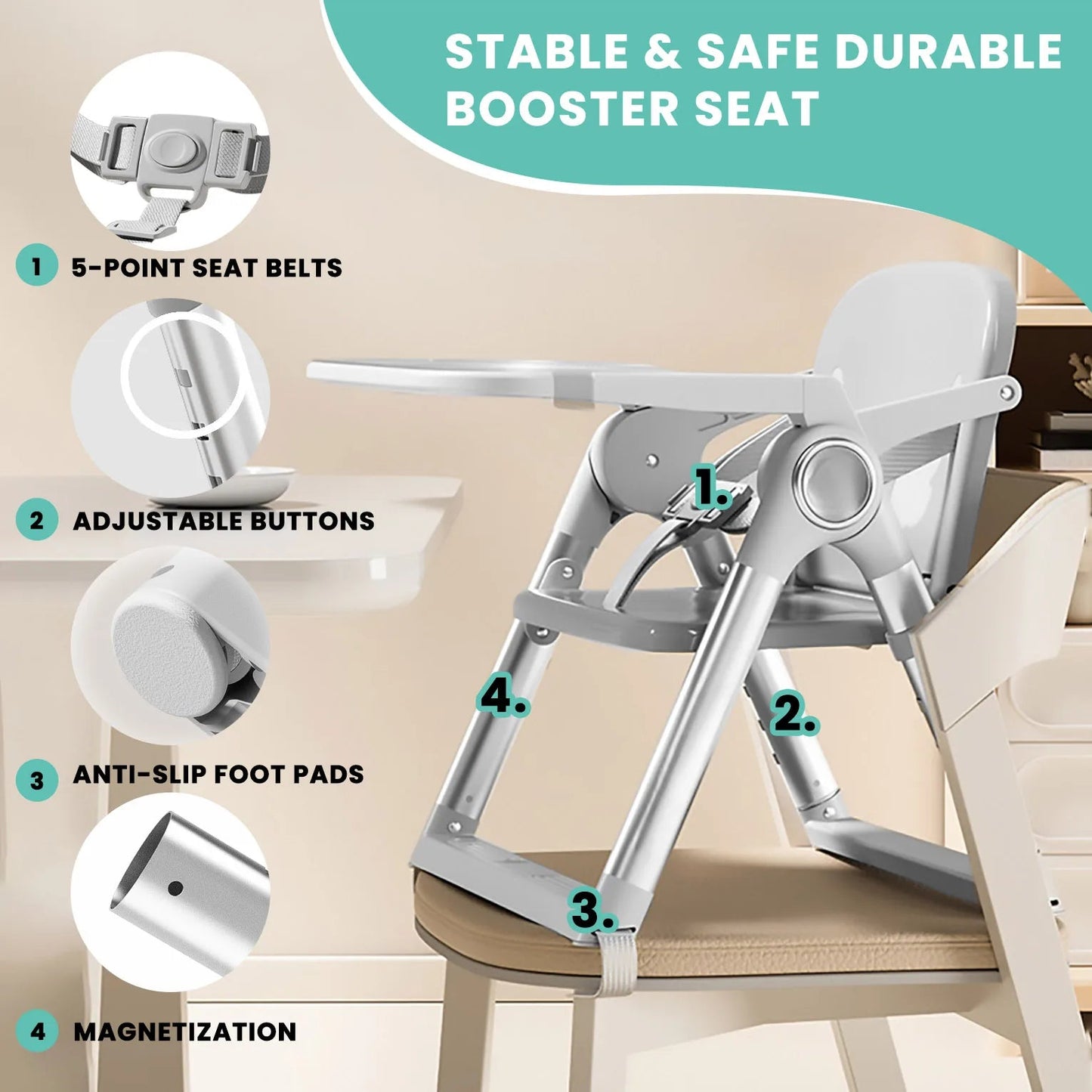 Baby Folding Booster Seat High Chair For Dining - BeeBeeBuys