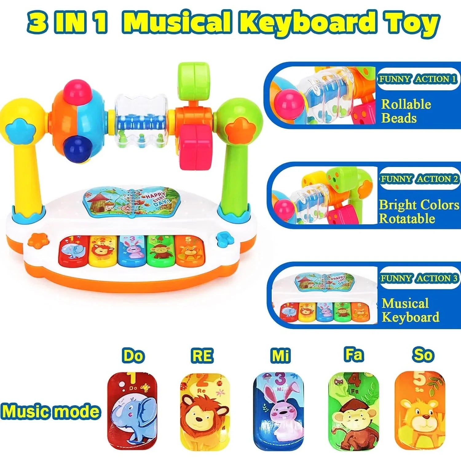 Baby Rotating Music Baby Piano Toys Kids Rotating Music Piano - BeeBeeBuys