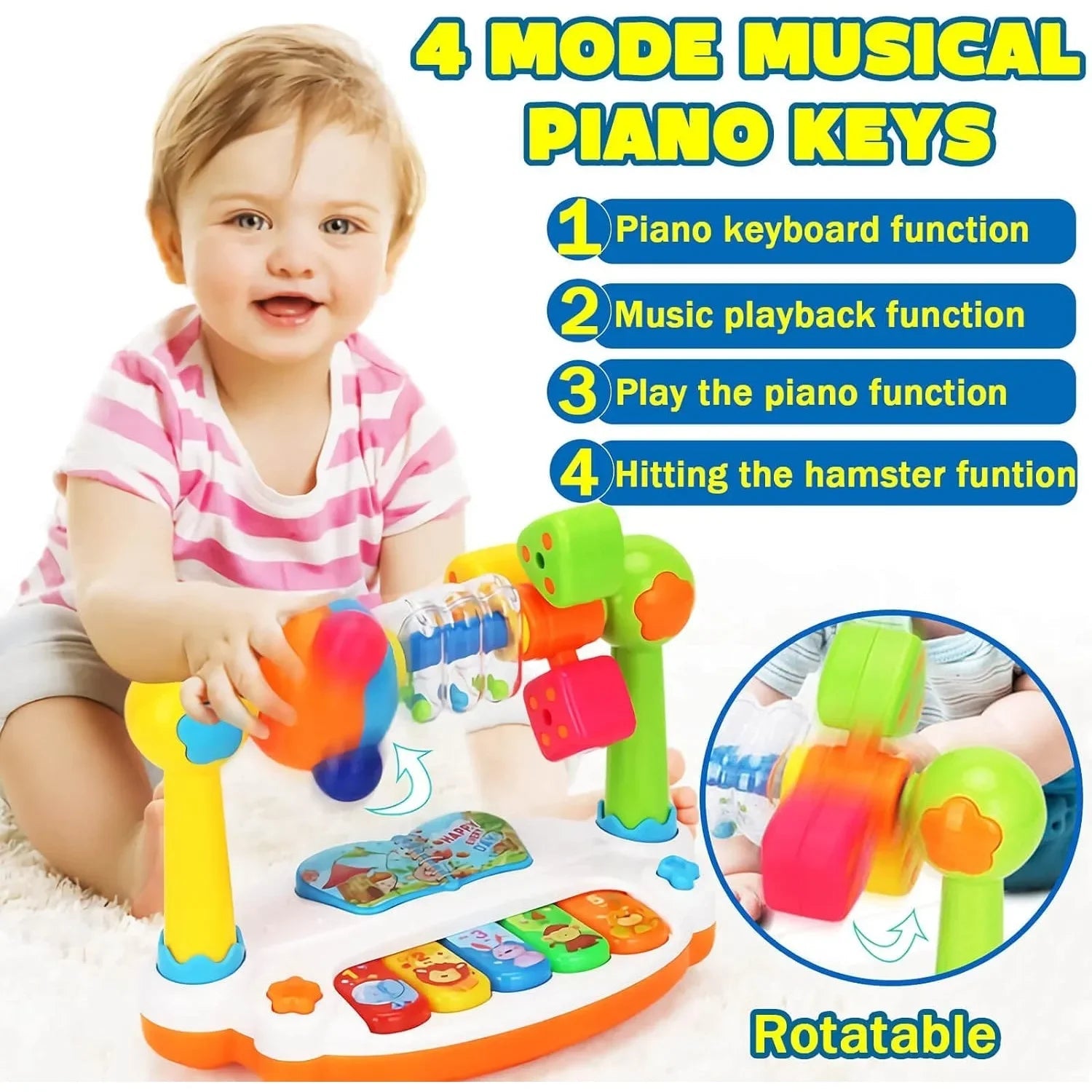 Baby Rotating Music Baby Piano Toys Kids Rotating Music Piano - BeeBeeBuys