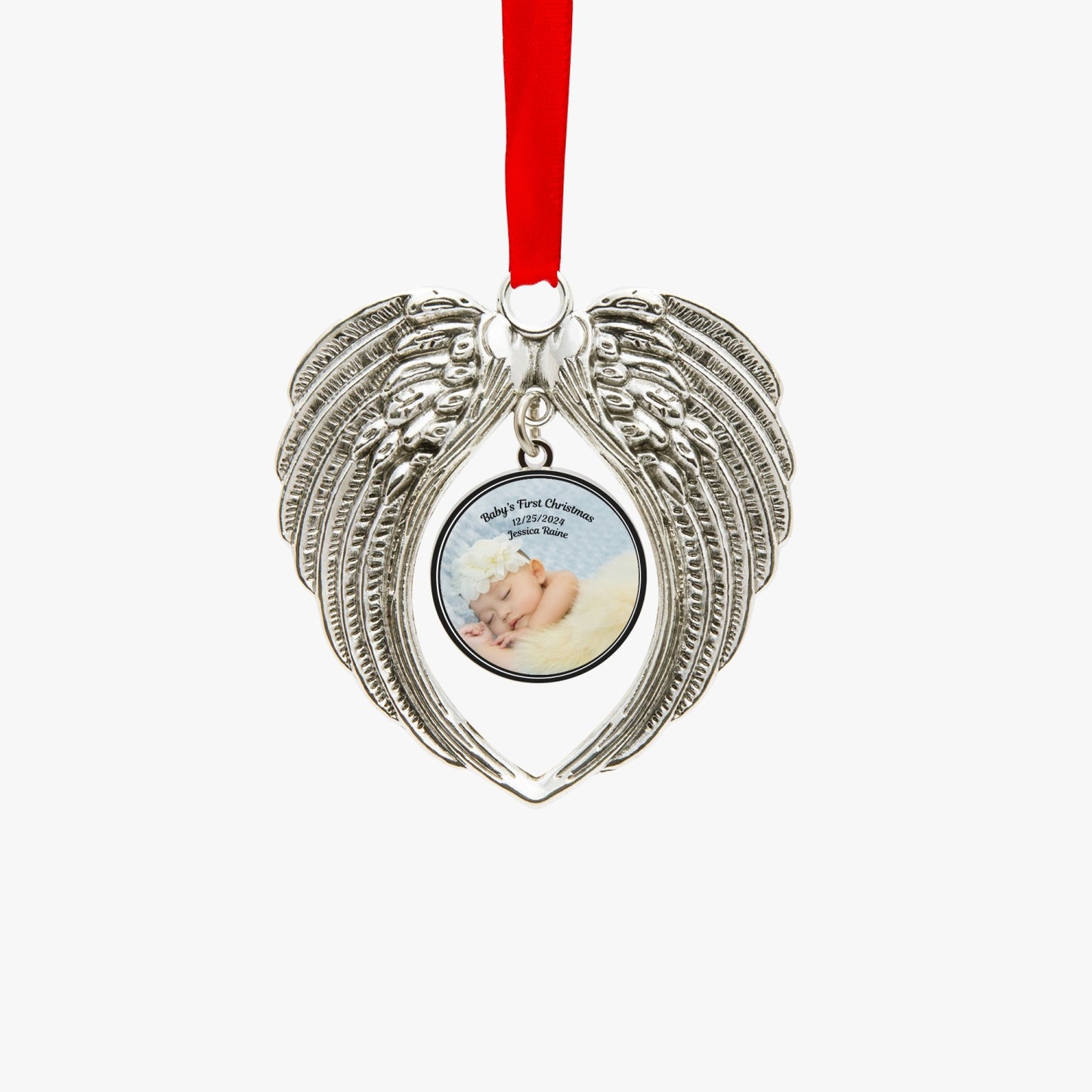 Heart Wings Ornaments, Personalized Baby Photo Christmas Ornament