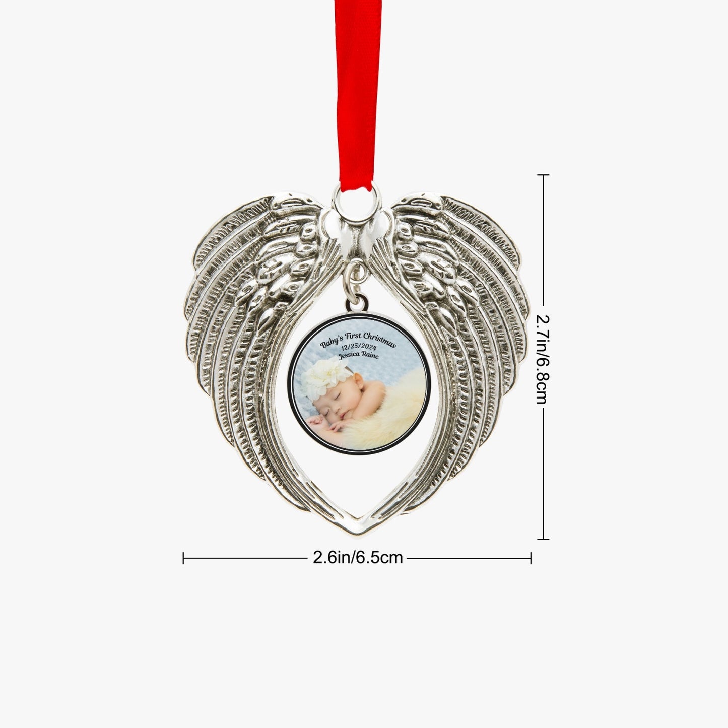 Heart Wings Ornaments, Personalized Baby Photo Christmas Ornament