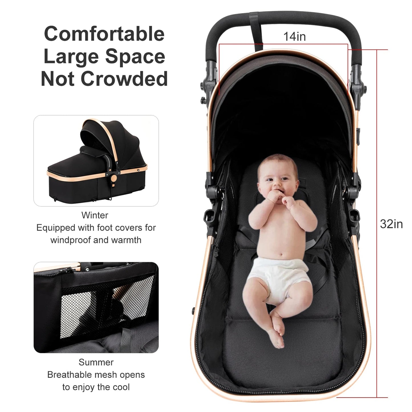 Comfort Baby Stroller 3 in 1 Child Safety Seat With ISOfix - BeeBeeBuys