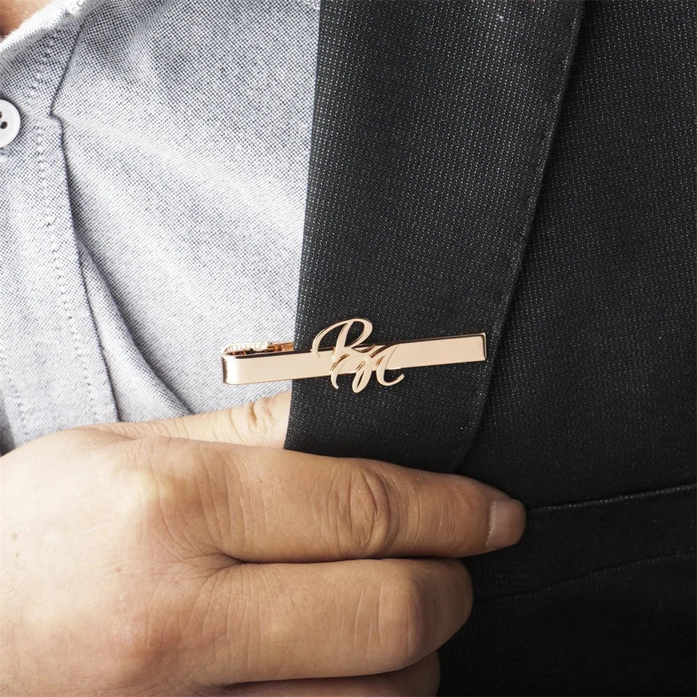 Custom Initial Tie Clip for Men's Stainless Steel Tie Clip - BeeBeeBuys