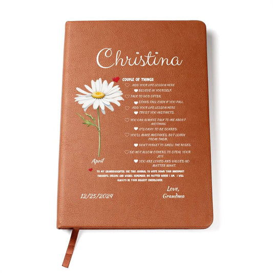 The Granddaughter Birth Flower/ Life lesson Journal - Personalized 10% Off Free Shipping