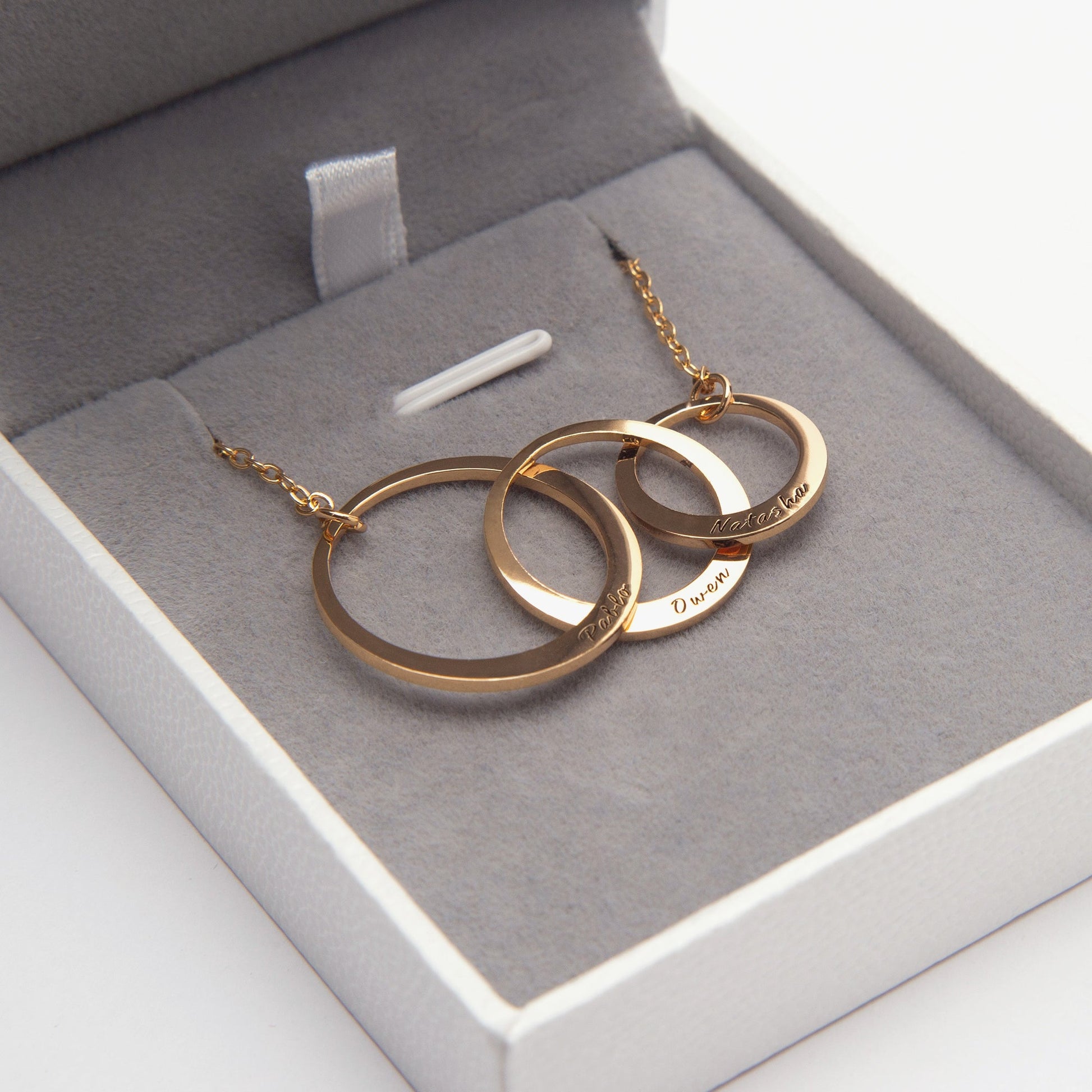 Engraved Triple Circle Name Necklace – Personalized Family Keepsake - BeeBeeBuys