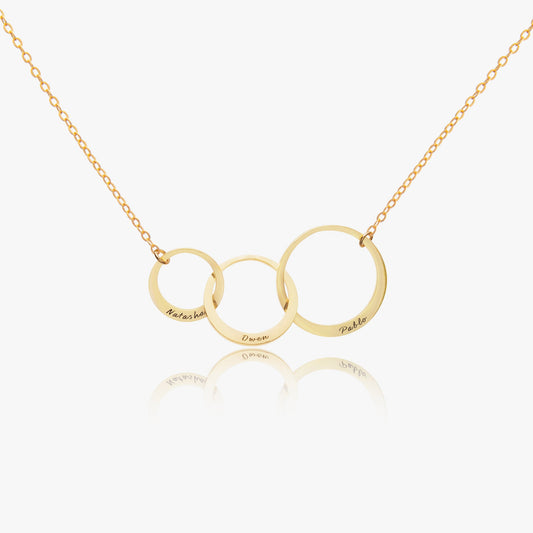 Engraved Triple Circle Name Necklace – Personalized Family Keepsake - BeeBeeBuys